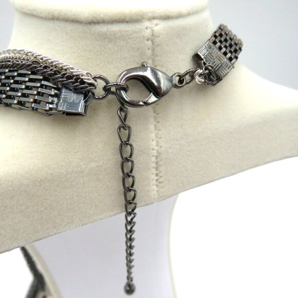Avon Lolita Necklace Multilayer Mesh Chain Black Silver 28" Signature Collection - Picture 6 of 7